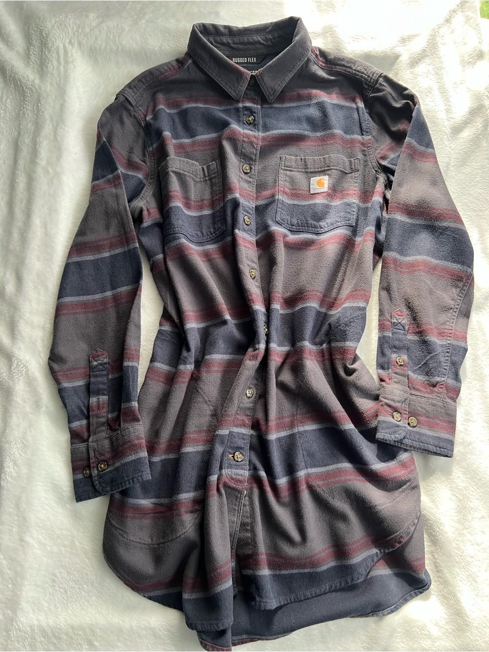 Carhartt Men’s /women’s Striped Button-Up Shirt in Gray and Purple